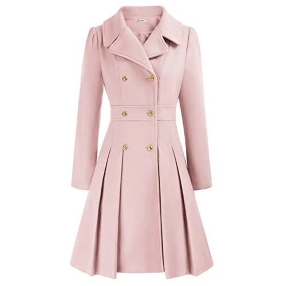 NEW GRACE KARIN Light Pink Lapel Double-Breasted A Line Trench Coat Fall Jackets